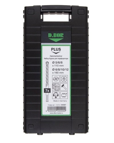 Набор буров SDS-plus V PLUS 7шт, 2-cutting (240987). Набор буров SDS-plus (5,6,8х110 мм; 6,8,10,12х160 мм). D.BOR в Коломне