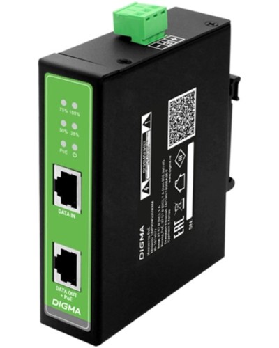DNP30W48GDXM 10/100/1000BASE-T 30Вт 37-57В(DC). Инжектор PoE. Digma в Коломне
