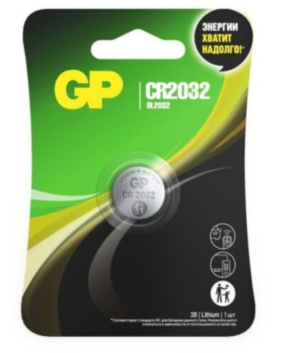 GP Lithium CR2032 (GP CR2032-2CRU1 10/600), БЛИСТЕР. Литиевая дисковая батарея. GP Batteries в Коломне