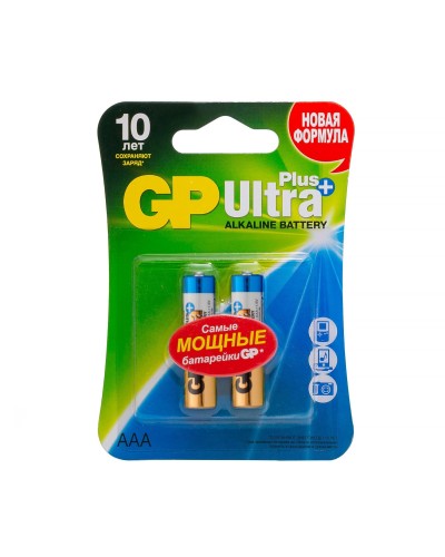 GP Ultra Plus Alkaline 24A AAA (GP 24AUP-2CR2), упак. 2 шт. БЛИСТЕР. Алкалиновые батарейки. GP Batteries в Коломне