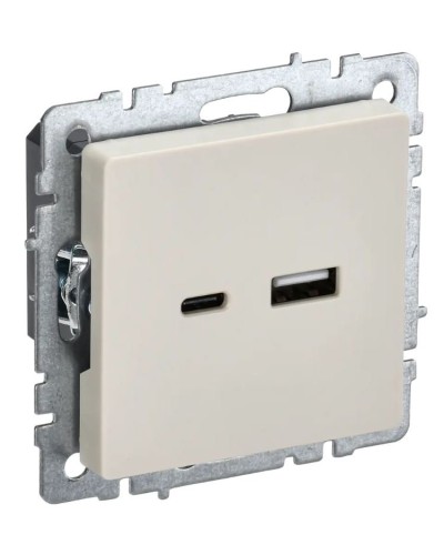 Розетка USB A+C 18Вт РЮ11-1-БрКр бежевый BRITE (BR-U22-018-K10). Розетка USB. IEK в Коломне