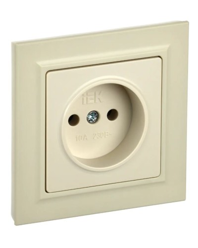 Розетка без з/к РС10-1-0-БрКр бежевый BRITE (BR-R10-10-K10). Розетка без заземления без защитных шторок. IEK в Коломне