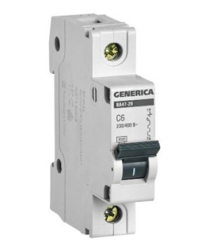 GENERICA ВА47-29 1P C 6А 4,5кА (MVA25-1-006-C). Автоматический выключатель. IEK в Коломне