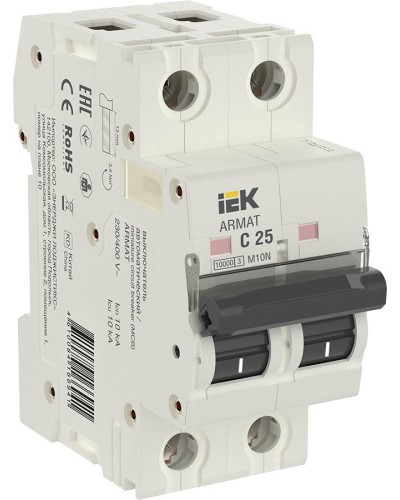 M10N 2P C 25А 10кА ARMAT (AR-M10N-2-C025). Автоматический выключатель. IEK в Коломне
