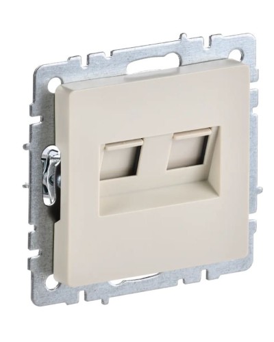 Розетка RJ45 РК10-2-БрКр кат.5E, бежевый BRITE (BR-K20-1-K10). Розетка компьютерная двойная. IEK в Коломне