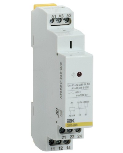 Реле промежуточное модульное OIR 2 контакта 8А 230В AC (OIR-208-AC230V). Реле промежуточное модульное. IEK в Коломне