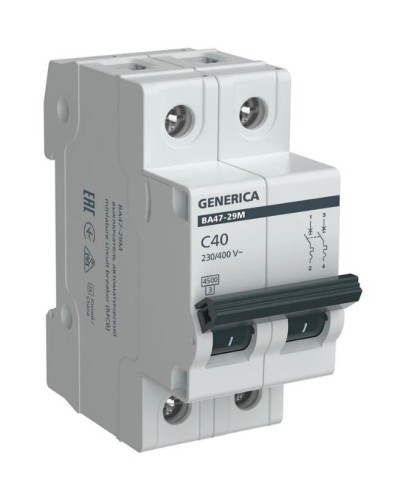 GENERICA ВА47-29М 2P C 40А 4,5кА (MVA21-2-040-C-G). Автоматический выключатель. IEK в Коломне