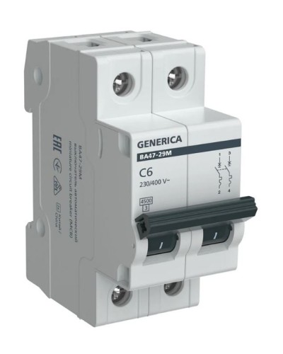 GENERICA ВА47-29М 2P C 6А 4,5кА (MVA21-2-006-C-G). Автоматический выключатель. IEK в Коломне