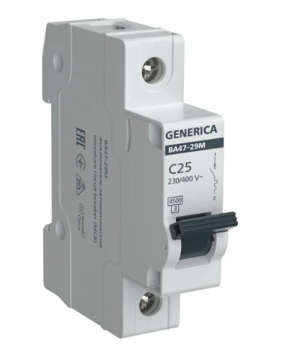 GENERICA ВА47-29М 1P C 25А 4,5кА (MVA21-1-025-C-G). Автоматический выключатель. IEK в Коломне