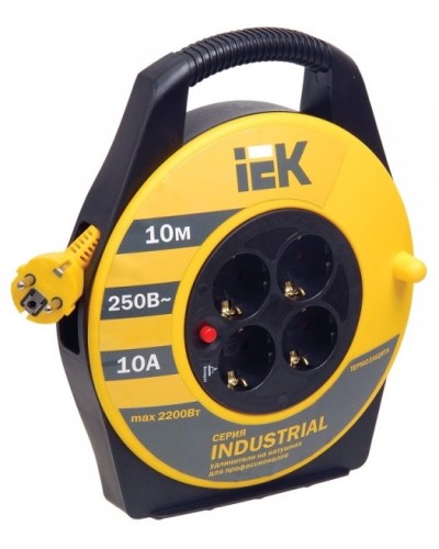 УК10 4 места, 10м (WKP14-10-04-10). Удлинитель на катушке Industrial. IEK в Коломне
