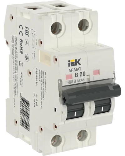 M06N 2P B 20А 6кА ARMAT (AR-M06N-2-B020). Автоматический выключатель. IEK в Коломне