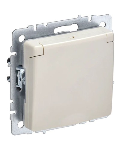 Розетка с з/к РСбш10-3-44-БрКр бежевый BRITE (BR-R16-16-44-K10). Розетка с заземлением с защитными шторками и крышкой. IEK в Коломне