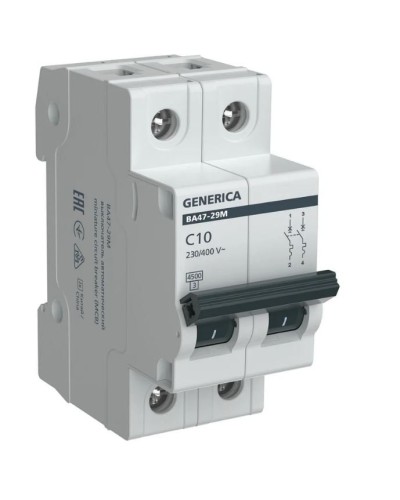 GENERICA ВА47-29М 2P C 10А 4,5кА (MVA21-2-010-C-G). Автоматический выключатель. IEK в Коломне