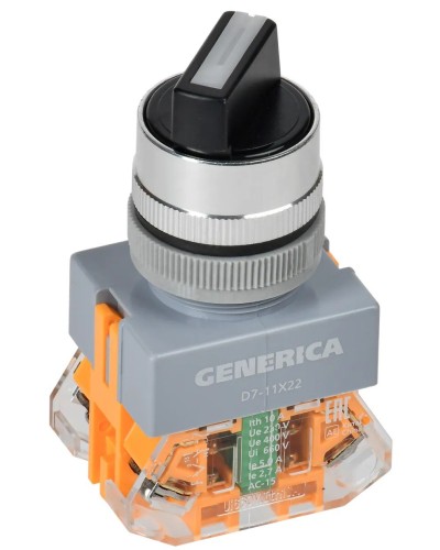 Переключатель D7-11X22 на 2 положения черный GENERICA (BSW50-11X22-3-22-2-K02-G). Переключатель с самовозвратом. IEK в Коломне