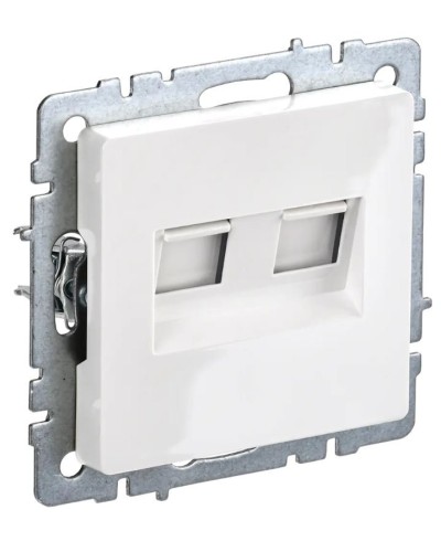 Розетка RJ45 РК10-2-БрБ кат.5E, белая BRITE (BR-K20-1-K01). Розетка компьютерная двойная. IEK в Коломне