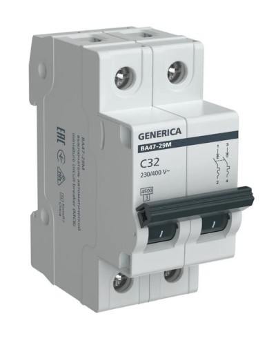 GENERICA ВА47-29М 2P C 32А 4,5кА (MVA21-2-032-C-G). Автоматический выключатель. IEK в Коломне