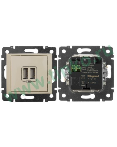 Розетка Valena двойная, USB, слоновая кость (774170). Розетка. LegranD в Коломне