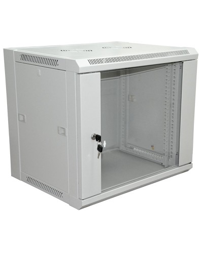 Шкаф телекоммуникационный 19 настенный 9U 600×450×500 мм (ШxГxВ) - передняя дверь стекло, боковые стенки съемные (разобранный) RAL 7035 (04-2201). Шкаф телекоммуникационный 19 настенный 9U. Rexant в Коломне