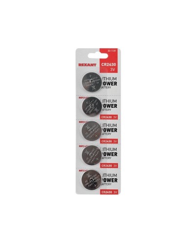 Литиевые батарейки CR2430 3 V 300 mAh (30-1109). Элемент питания. Rexant в Коломне