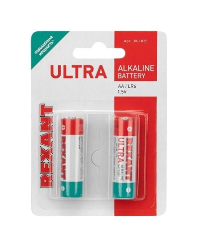 Ультра алкалиновая батарейка AA/LR6 1,5 V 2 шт. блистер REXANT (30-1025). Элемент питания. Rexant в Коломне