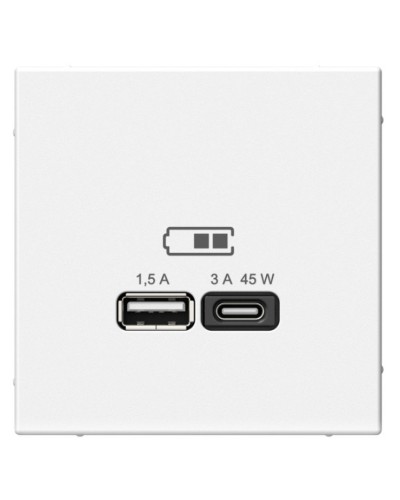 ArtGallery розетка USB тип-A+C 45Вт, скрытой установки, механизм, белый (GAL000129). Розетка USB. Systeme Electric в Коломне