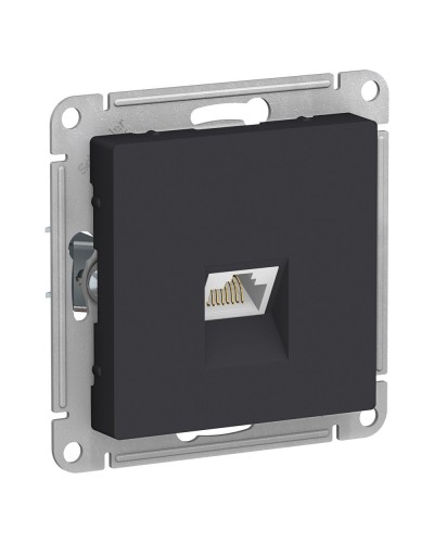AtlasDesign розетка RJ45, кат. 5Е, 1-местная, скрытой установки, механизм, карбон (ATN001083). Розетка компьютерная. Systeme Electric в Коломне
