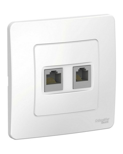 BLANCA розетка RJ45+RJ11 2-местная, кат. 5Е, скрытой установки, белый (BLNIS045111). Розетка компьютерная + телефонная. Systeme Electric в Коломне