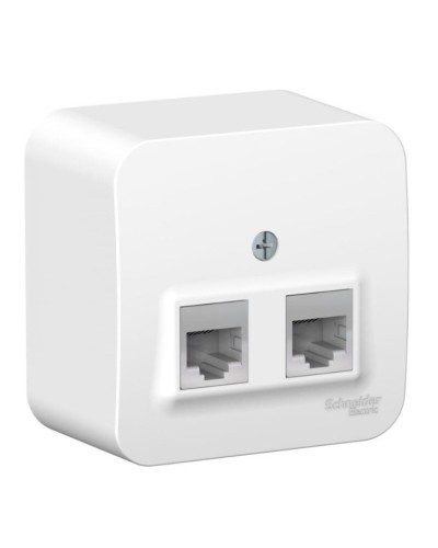BLANCA розетка RJ11+RJ45, 2-местная, кат. 5Е, открытой установки, белый (BLNIA045111). Розетка компьютерная + телефонная с изолированной пластиной. Systeme Electric в Коломне