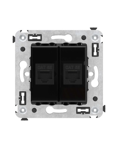 Розетка RJ-45 в стену, кат.5E, Avanti, двойная, черный квадрат (4402664). Розетка компьютерная. ДКС в Коломне
