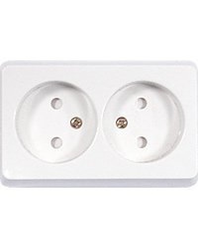 Розетка двойная открытой установки без з/к, бежевый, LK Standard (813601). Розетка без заземляющих контактов с защитными шторками. Экопласт в Коломне