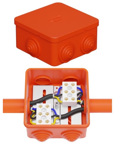 Коробка JBS080 85х85х50, 6 вых., 3P (0,15-4,0 мм²) (43101HF). Коробка монтажная, огнестойкая, без галогена. Экопласт в Коломне