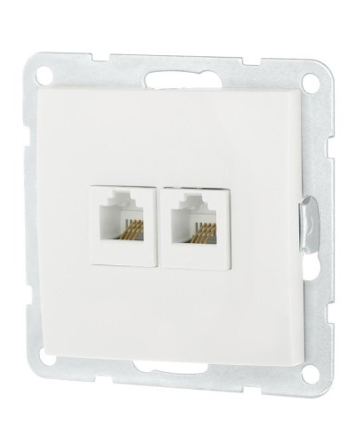 Розетка телефонная двойная 2xRJ-12 с накладкой, белый LK60 (865604-1). Розетка телефонная. Экопласт в Коломне
