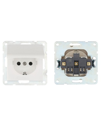 Розетка с з/к, шторками и крышкой, белый LK80 (843404-1). Розетка. Экопласт в Коломне