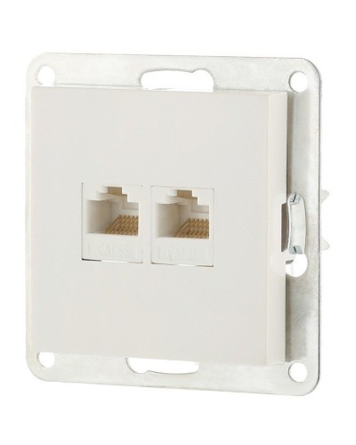 Розетка 2xRJ-45 кат.5е с накладкой, белый LK80 (846204-1). Розетка компьютерная двойная. Экопласт в Коломне